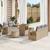 vidaXL Set Divano da Giardino 10 pcs Beige e Grigio Chiaro polyrattan