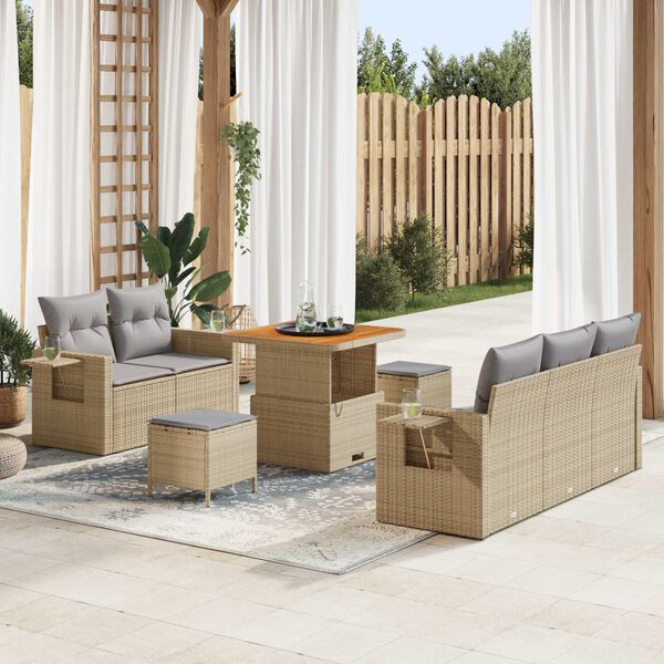 vidaXL Set Divano da Giardino 10 pcs Beige e Grigio Chiaro polyrattan