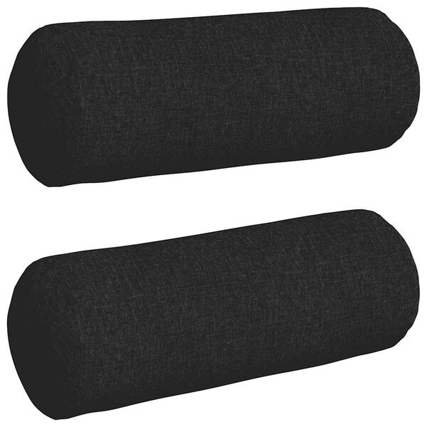 vidaXL Cuscini a rullo 2 pcs Nero &Oslash; 25 x 70 cm Tessuto