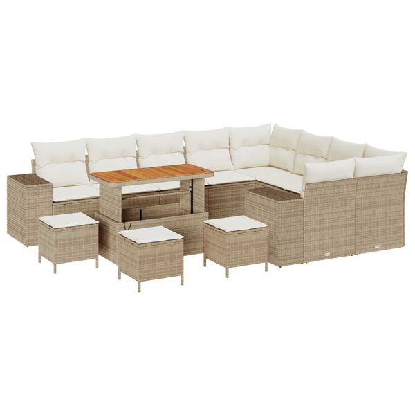 vidaXL Set Divano da Giardino con cuscino 13 pcs Beige polyrattan