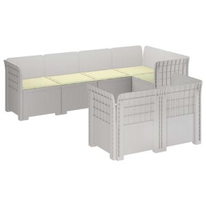 vidaXL Divano 7 Posti da Giardino con Cuscini Aspetto Rattan PP Bianco