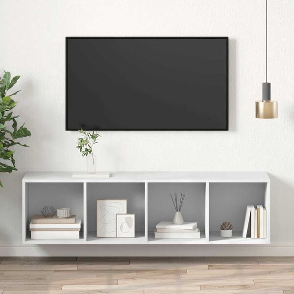 vidaXL Mobile TV da Parete Bianco 37x37x142,5 cm in Legno Multistrato