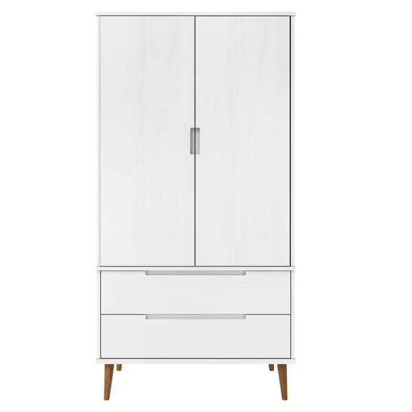 vidaXL Armadio MOLDE Bianco 90x55x175 cm in Legno Massello di Pino