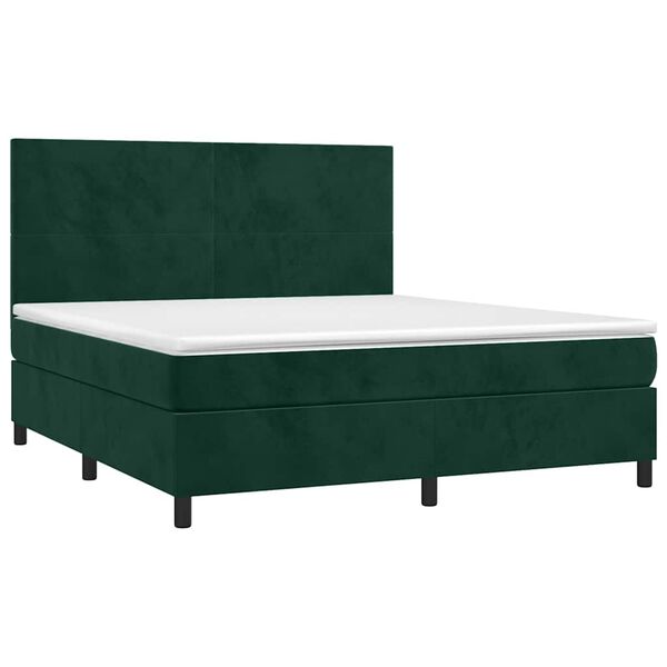 vidaXL Letto a Molle con Materasso e LED Verde Scuro 180x200cm Velluto