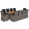 vidaXL Set da Pranzo da Giardino 11pz con Cuscini in Polyrattan Grigio