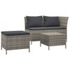 vidaXL Set Divani da Giardino 3 pz con Cuscini in Polyrattan Grigio