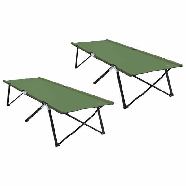 vidaXL Letto da campeggio pieghevole 2 pcs Verde 206 x 76 x 74 cm