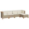 vidaXL Set Divano da Giardino 5 pz con Cuscini Beige in Polyrattan