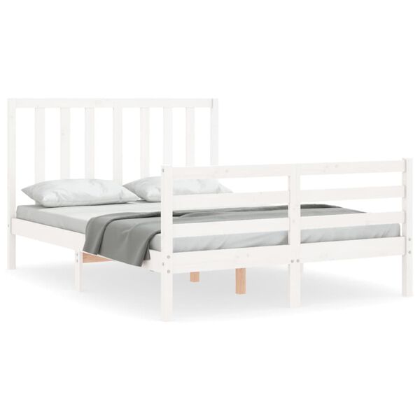 vidaXL Letto senza Materasso Bianco 140x190 cm Legno Massello di Pino