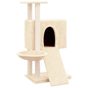 vidaXL Albero per Gatti con Tiragraffi in Sisal Crema 96 cm