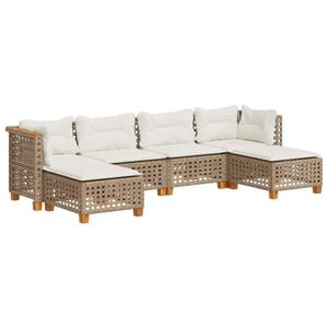 vidaXL Set Divano da Giardino 6 pz con Cuscini Beige in Polyrattan
