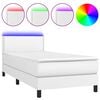 vidaXL Giroletto Molle con Materasso e LED Bianco 100x200cm Similpelle