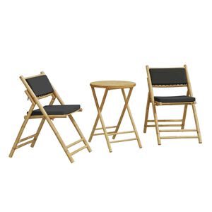 vidaXL Set da Bistrot Pieghevole 3pz con Cuscini Grigio Scuro Bamb&ugrave;