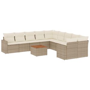 vidaXL Set Divani da Giardino 11 pz con Cuscini Beige in Polyrattan