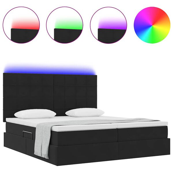 vidaXL Letto con luci a strisce a LED Nero 180 x 200 cm Velluto