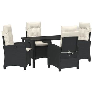 vidaXL Set da Pranzo per Giardino con cuscino 5 pcs Nero polyrattan