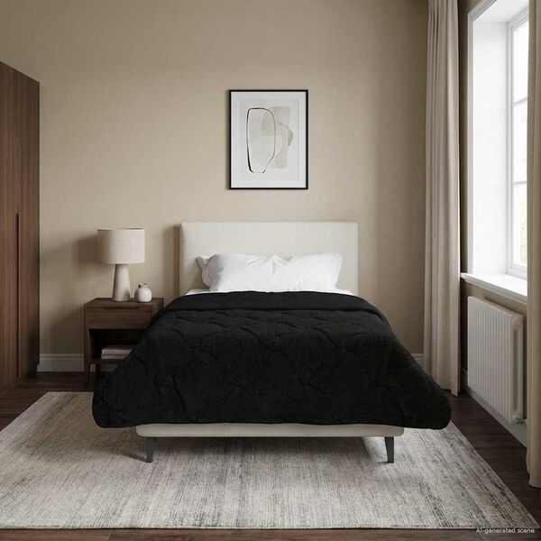 vidaXL Piumone Completo Annuale Trapuntato Nero 140 x 220 cm