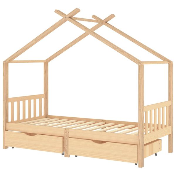 vidaXL Giroletto Bambini con Cassetti 90x200 cm Legno Massello di Pino