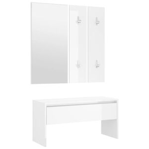 vidaXL Set di Mobili da Corridoio Bianco Lucido in Legno Multistrato