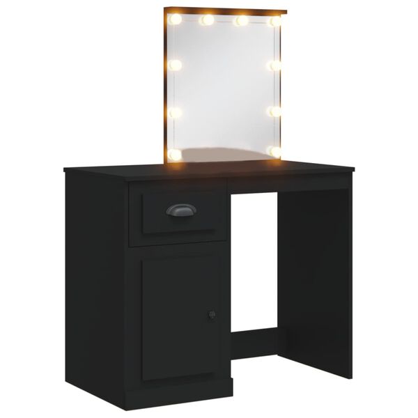 vidaXL Toeletta con Luci LED Nera 90x42x132,5 cm