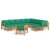 vidaXL Set Salotto da Giardino 12pz con Cuscini Verdi Bamb&ugrave;