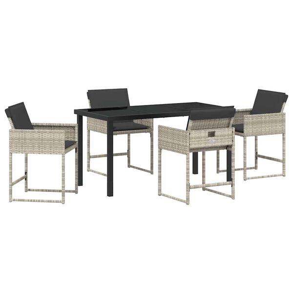 vidaXL Set da Pranzo per Giardino 5 pcs Grigio chiaro polyrattan