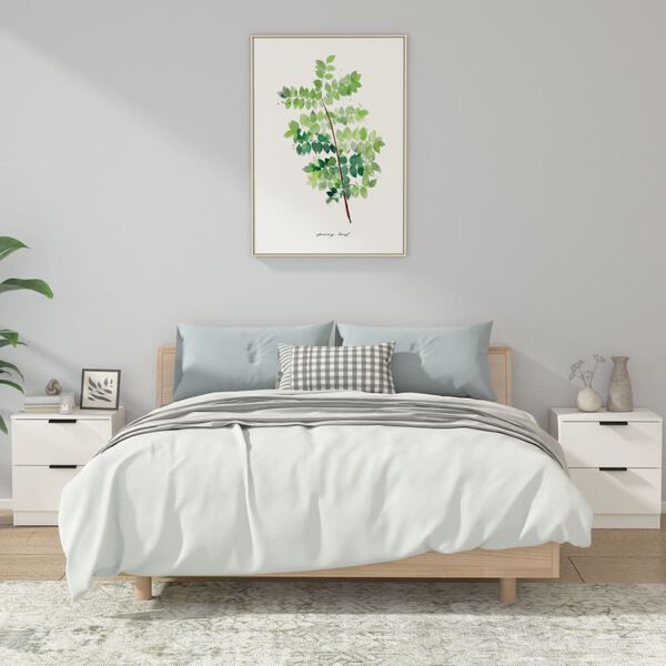 vidaXL Comodini 2 pz Bianchi in Legno Multistrato