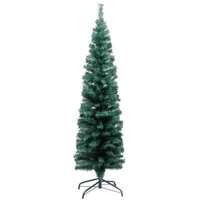 vidaXL Albero di Natale Sottile Preilluminato con Supporto Verde 150cm