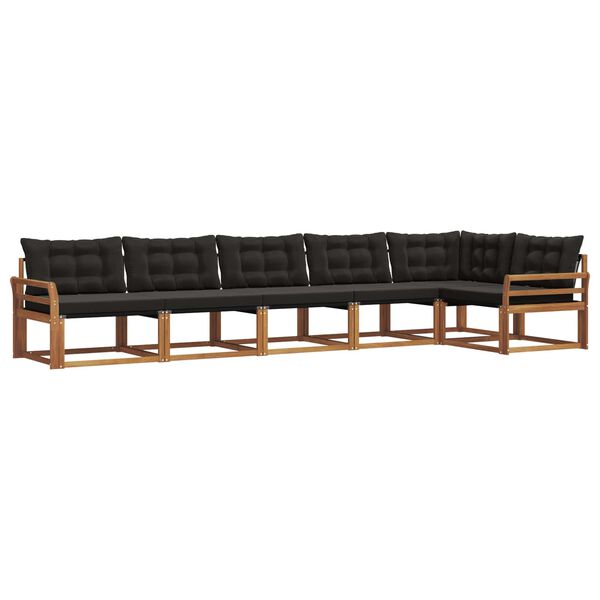 vidaXL Set di divani da esterno con cuscino 6 pcs Naturale e Nero