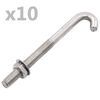 vidaXL Bulloni di Ancoraggio a J/Dado e Rondella M8x100 mm 25 Set