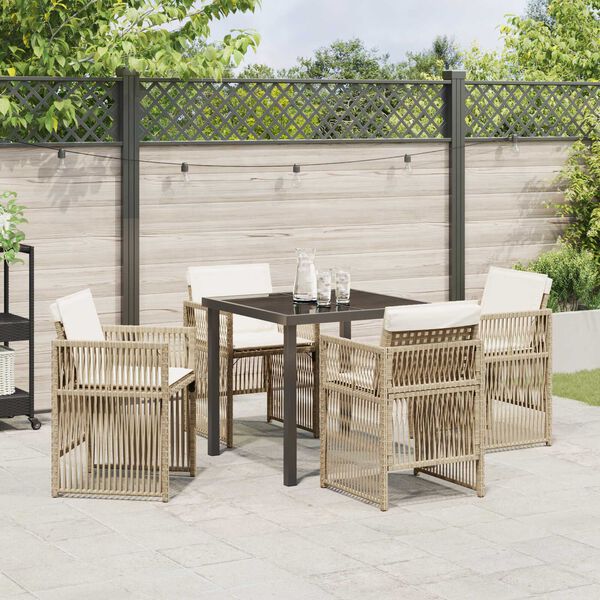 vidaXL Set da Pranzo per Giardino 5 pcs Beige Poly Rattan