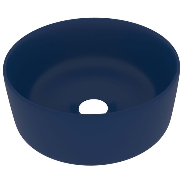 vidaXL Lavandino Lusso Rotondo Blu Scuro Opaco 40x15 cm in Ceramica