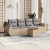 vidaXL Set Divano da Giardino 5 pz con Cuscini Beige in Polyrattan