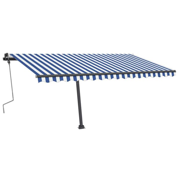 vidaXL Tenda da Sole Retrattile Manuale con LED 400x350 cm Blu Bianco