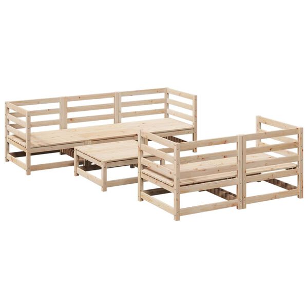 vidaXL Set Divani da Giardino 6 pz in Legno Massello di Pino