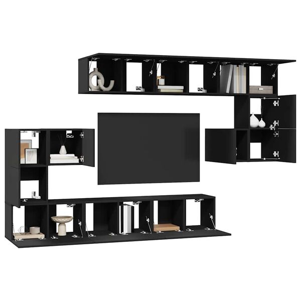 vidaXL Set Mobili Porta TV 10 pz Grigio in Legno Multistrato