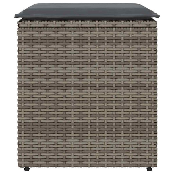 vidaXL Sgabelli Giardino con Cuscini 2 pz Grigio 40x40x43cm Polyrattan