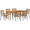 vidaXL Set da Pranzo per Giardino 7 pcs Nero Legno di Acacia Massello