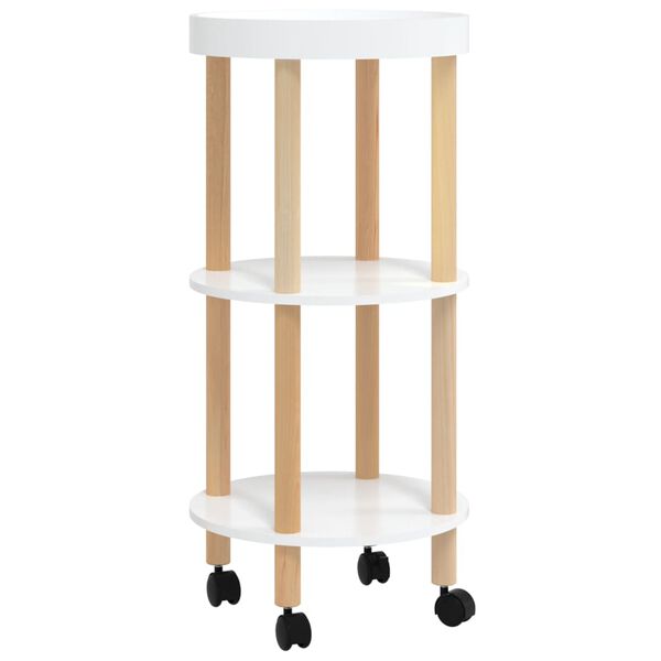vidaXL Carrello 3 Ripiani Bianco 38x38x82 cm Legno Multistrato e Pino