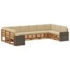 vidaXL Set di divani da esterno 10 pz Naturale e Beige Poliestere