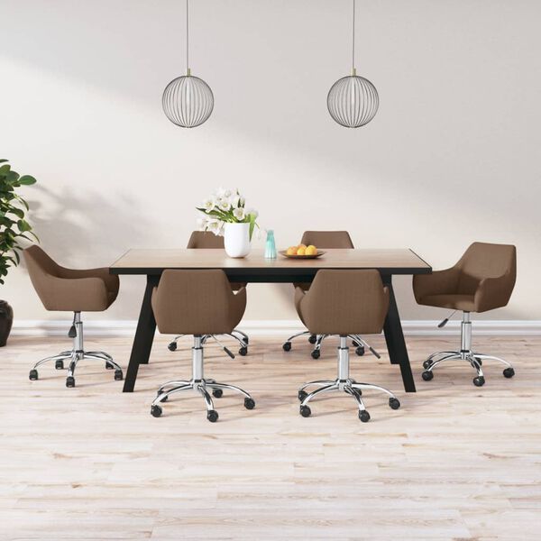 vidaXL Sedie da Pranzo Girevoli 6 pz Marroni in Tessuto