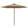 vidaXL Ombrellone da Giardino con Palo in Legno Tortora 299x240 cm