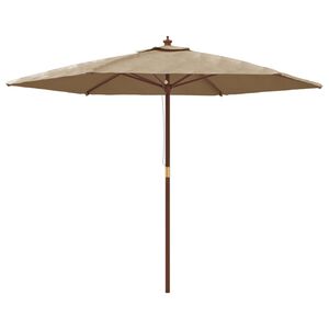 vidaXL Ombrellone da Giardino con Palo in Legno Tortora 299x240 cm