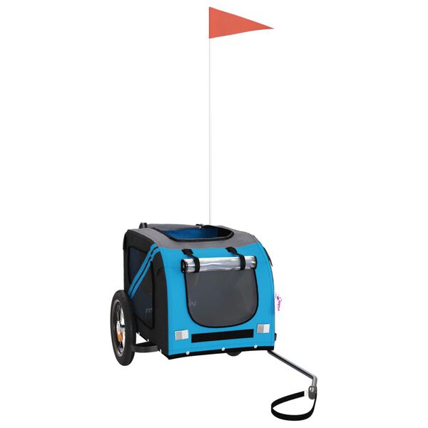 vidaXL Rimorchio da Bici per Animali Blu e Grigio Oxford e Ferro