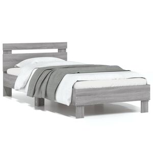 vidaXL Giroletto con Testiera Grigio Sonoma 75x190cm Legno Multistrato