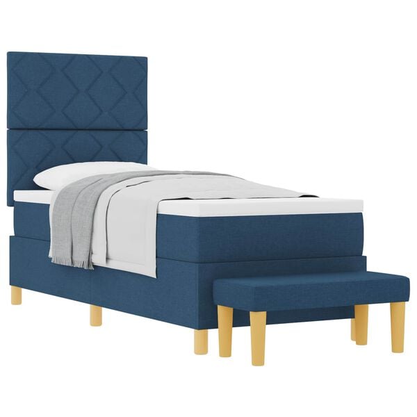 vidaXL Letto a molle con materasso Blu 80 x 200 cm Tessuto