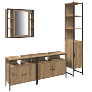 vidaXL Set di mobili per il bagno 4 pz Rovere artigianale