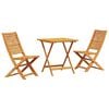 vidaXL Set Bistro Pieghevole 3 pz Marrone Legno di Acacia Massello