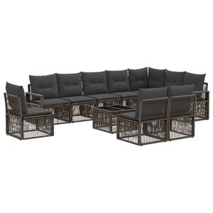 vidaXL Set Divano da Giardino 11 pcs Grigio polyrattan