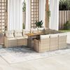 vidaXL Set Divani da Giardino 11pz con Cuscini Beige Acacia Polyrattan